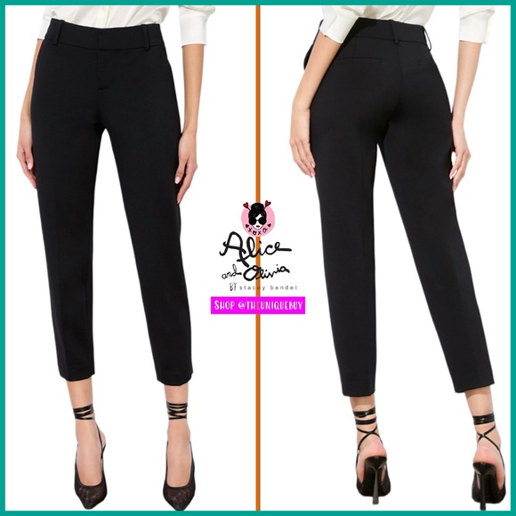 Alice + Olivia Stacey Slim Black Cropped Ankle Pants